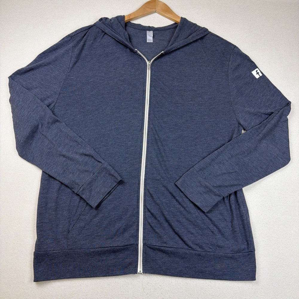 Alternative Brand Facebook Logo Men's Zipper Hoodie 3XL Blue Lightweight Pockets
